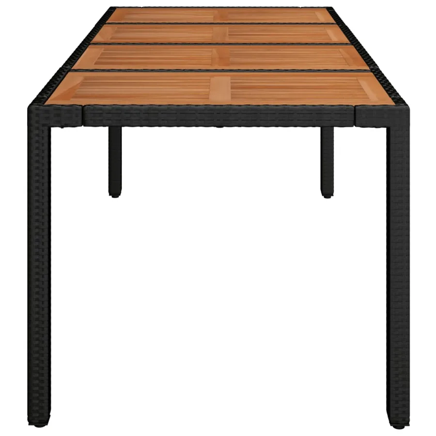 Table de jardin dessus en bois Noir 190x90x75 cm Résine tressée - 4