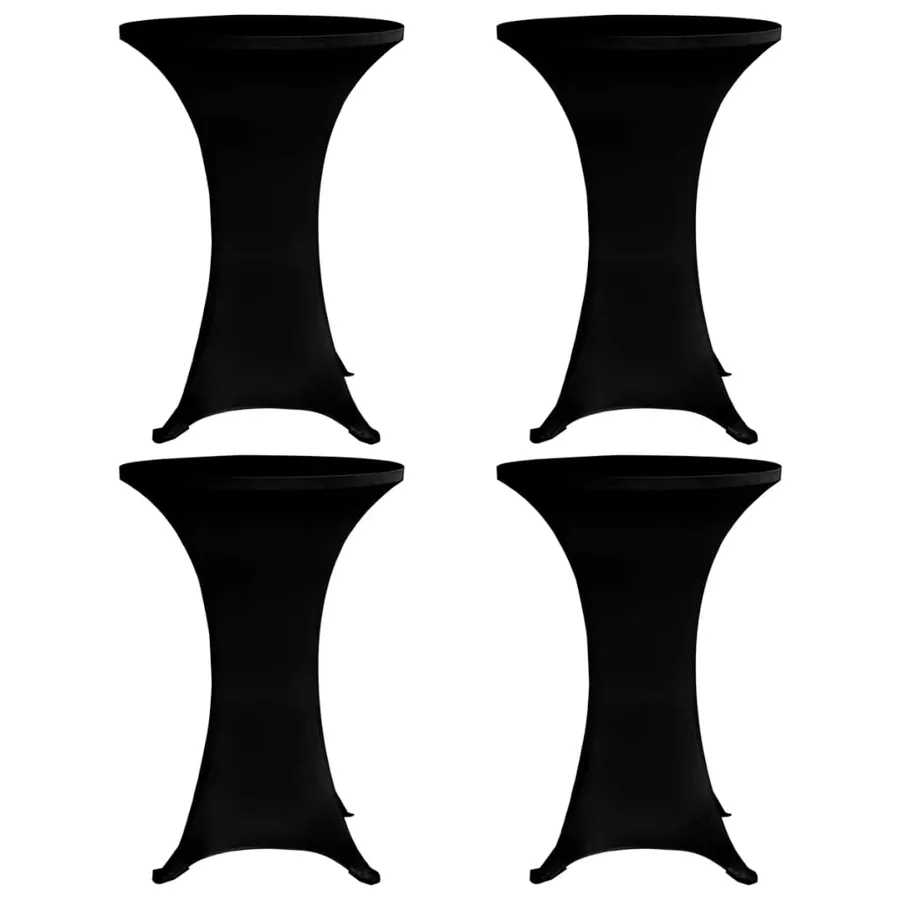 Housses élastiques de table Ø 60 cm Noir 4 pcs