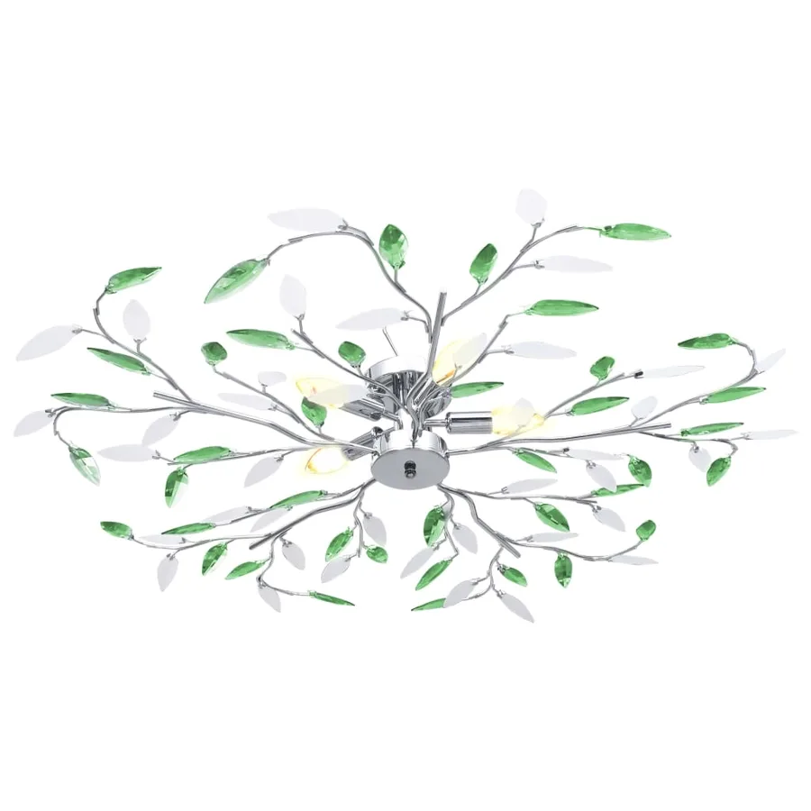 Plafonnier à bras en cristal acrylique 5 ampoules E14 Vert - 2