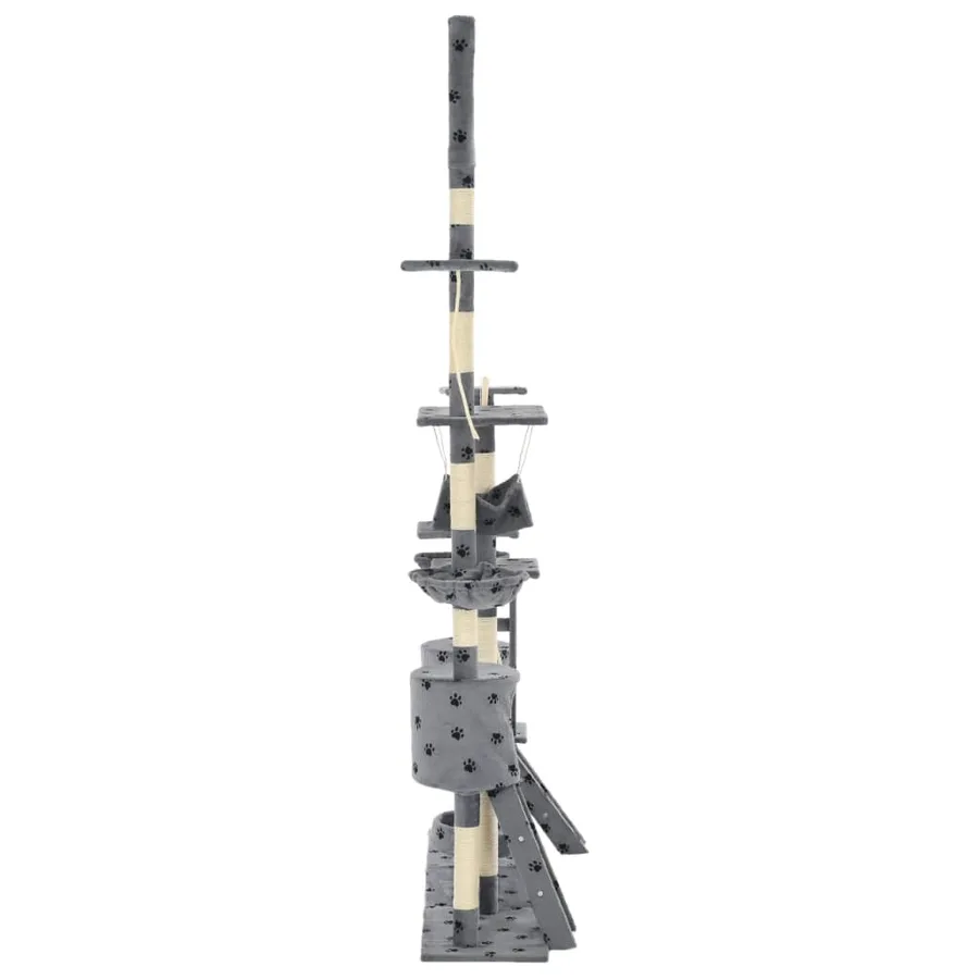 Arbre à chat et griffoirs 230-250 cm Empreintes de pattes Gris - 3