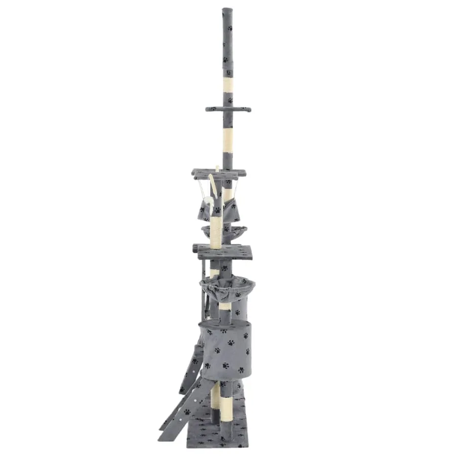 Arbre à chat et griffoirs 230-250 cm Empreintes de pattes Gris - 4