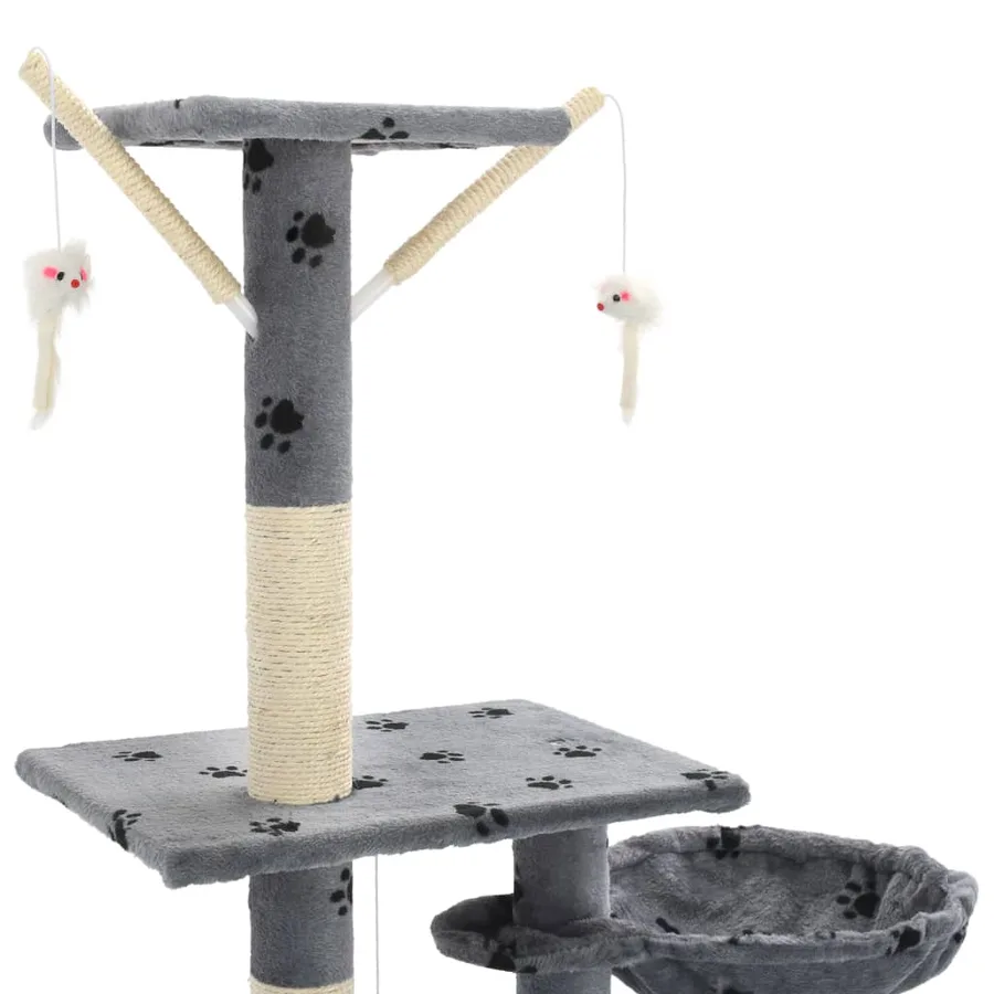 Arbre à chat et griffoirs 230-250 cm Empreintes de pattes Gris - 5