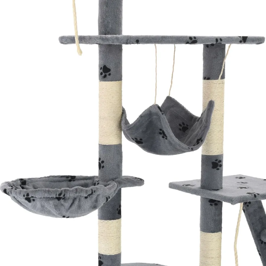 Arbre à chat et griffoirs 230-250 cm Empreintes de pattes Gris - 6
