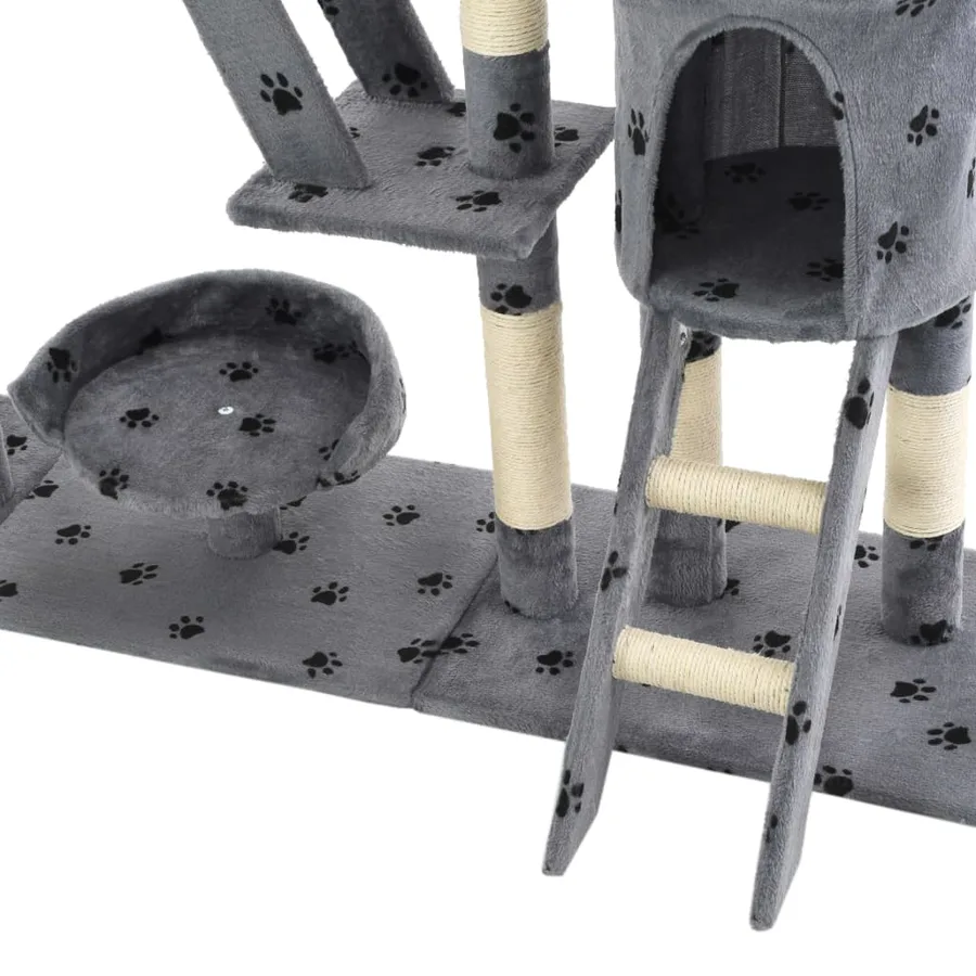 Arbre à chat et griffoirs 230-250 cm Empreintes de pattes Gris - 7
