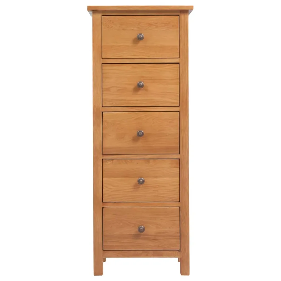Commode haute 45x32x110 cm Bois de chêne massif - 2