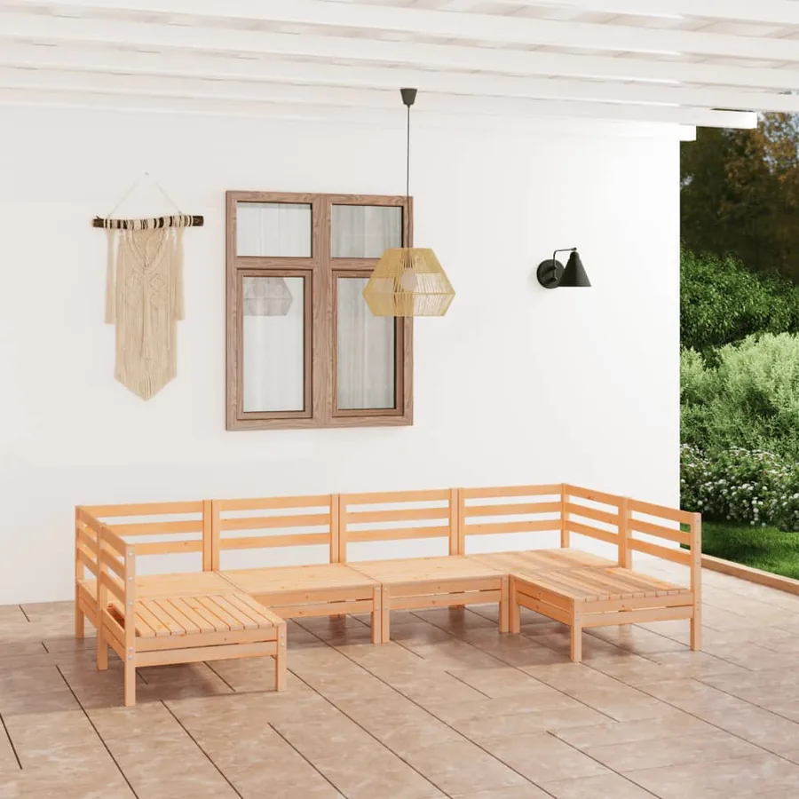 Salon de jardin 6 pcs Bois de pin massif