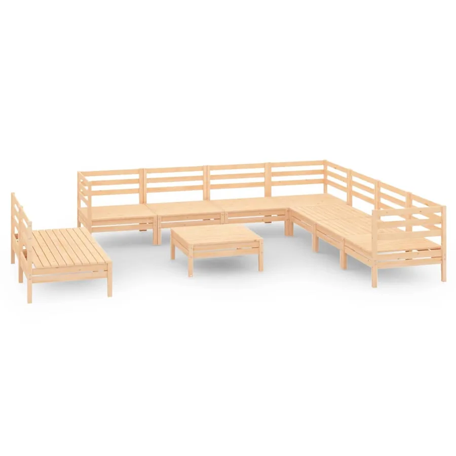 Salon de jardin 10 pcs Bois de pin massif - 2
