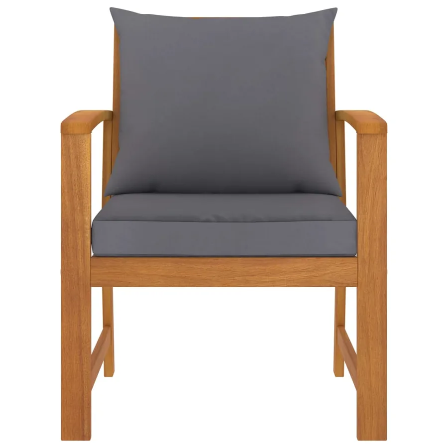 Chaises de jardin lot de 2 avec coussin gris foncé Bois acacia - 2