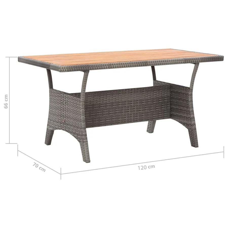 Table de jardin Gris 120x70x66 cm Bois d'acacia massif - 6