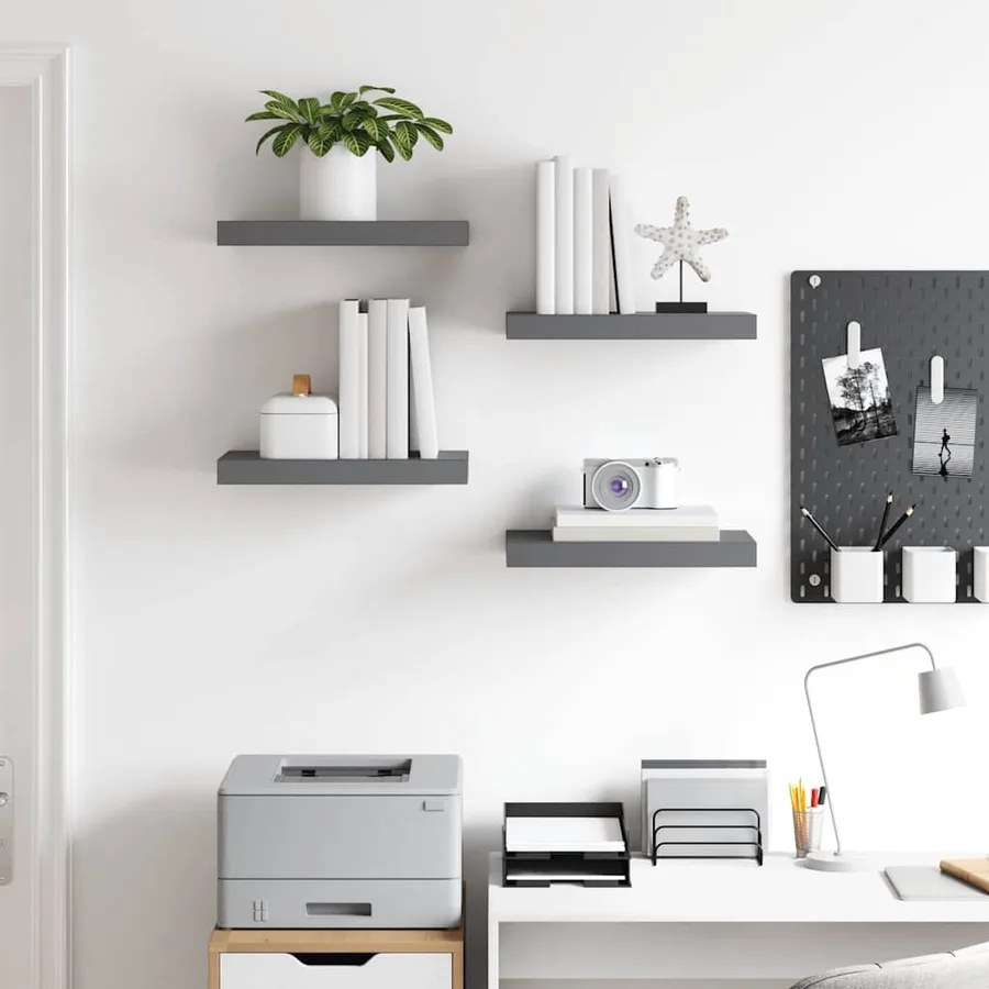 Étagère murale flottante 4 pcs Gris brillant 40x23,5x3,8 cm MDF - 3