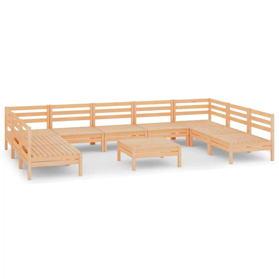 Salon de jardin 10 pcs Bois de pin massif - 2