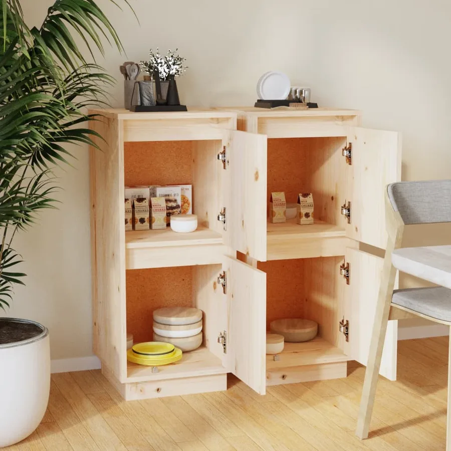 Buffets 2 pcs 31,5x34x75 cm Bois massif de pin - 3