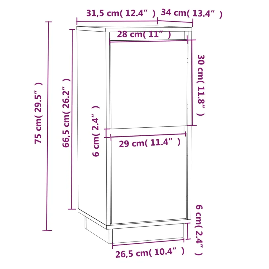 Buffets 2 pcs 31,5x34x75 cm Bois massif de pin - 8
