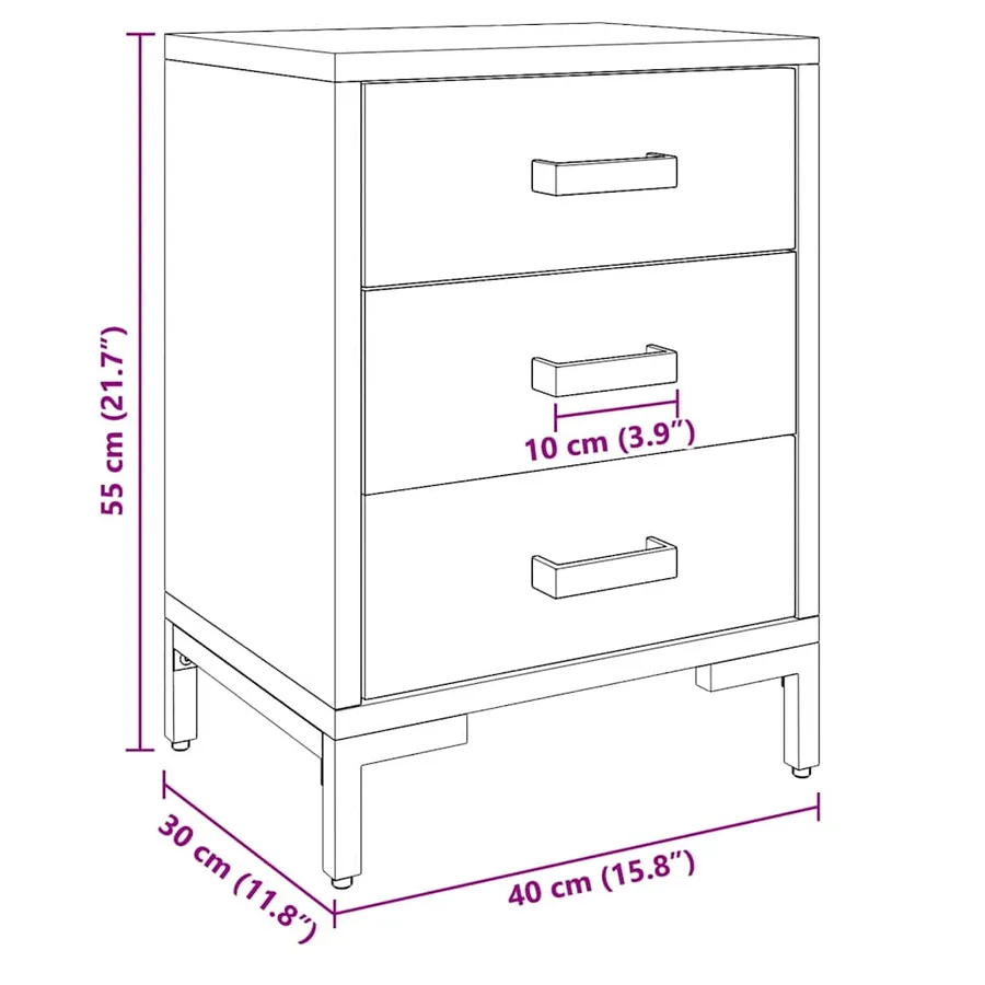 Table de chevet Marron 40x30x55 cm Bois de pin massif - 11