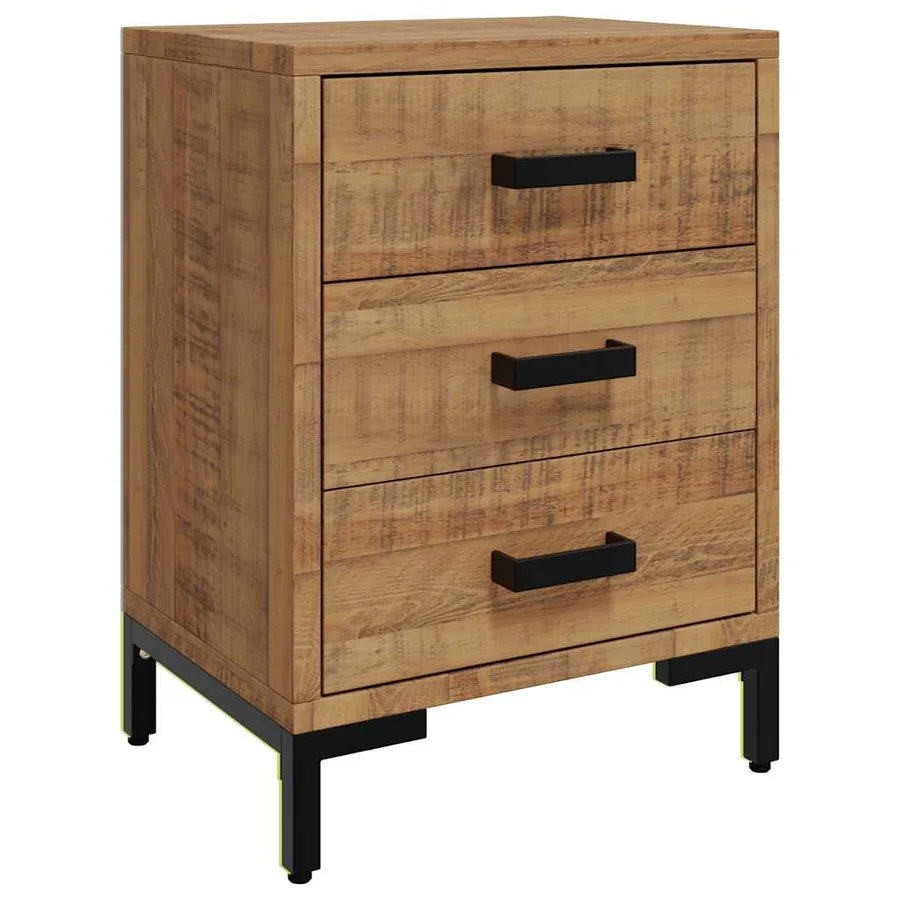 Table de chevet Marron 40x30x55 cm Bois de pin massif - 2