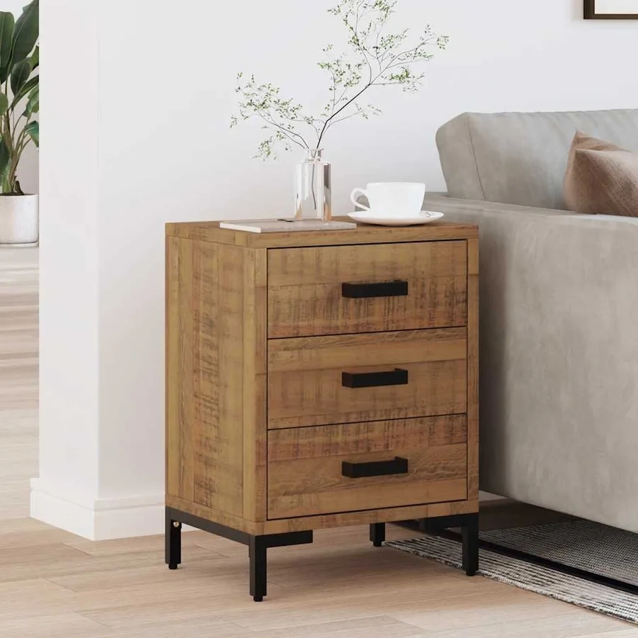 Table de chevet Marron 40x30x55 cm Bois de pin massif - 3