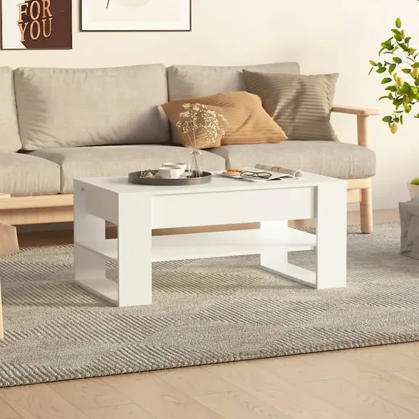 Table basse blanc 102x55x45 cm bois d'ingénierie