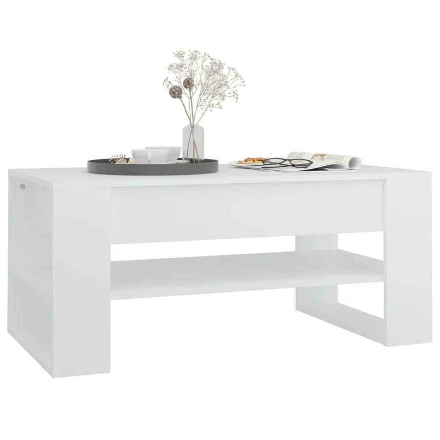 Table basse blanc 102x55x45 cm bois d'ingénierie - 6