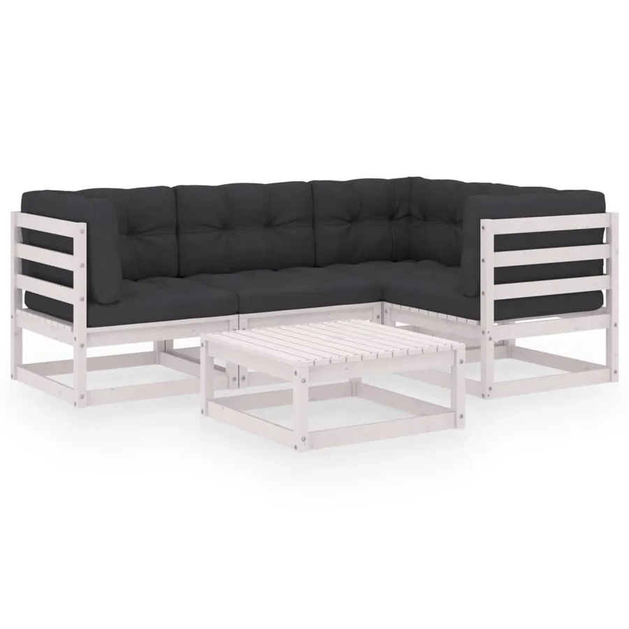 Salon de jardin 5 pcs avec coussins Bois de pin massif - 2