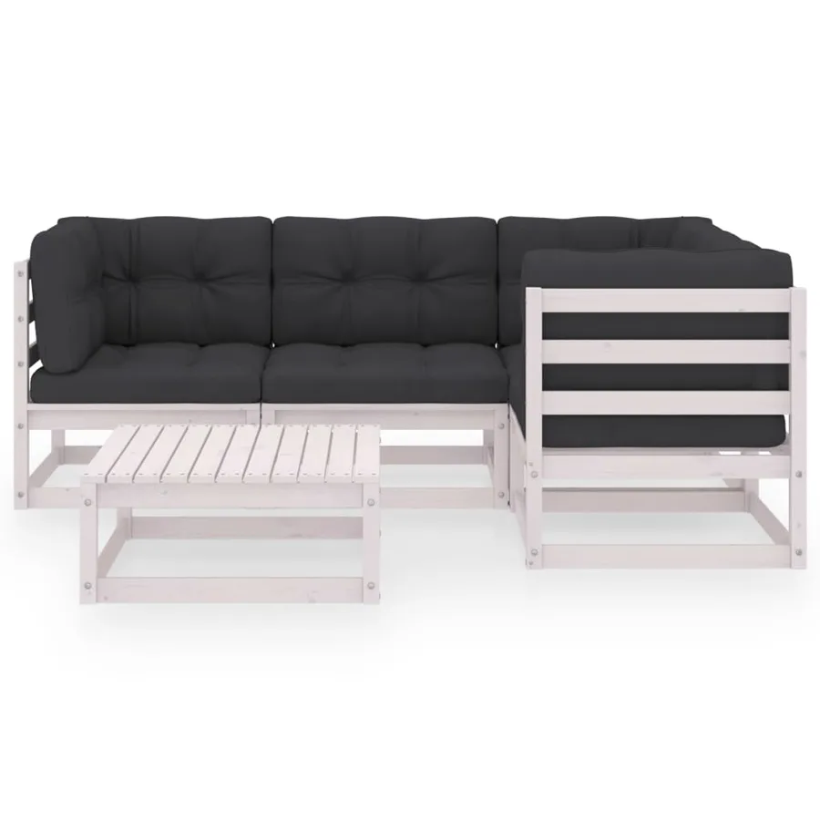 Salon de jardin 5 pcs avec coussins Bois de pin massif - 3