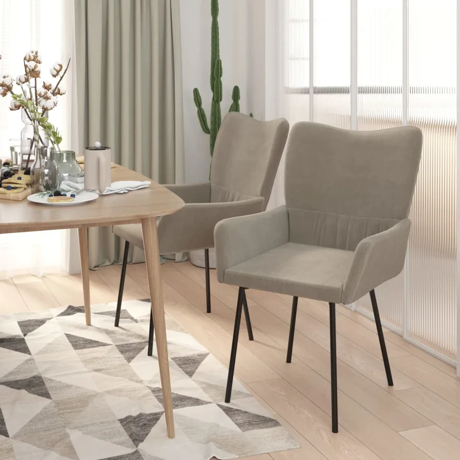 Chaises à manger lot de 2 Gris clair Velours - 3