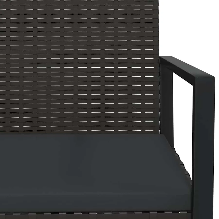 Salon de jardin 3 pcs avec coussins Noir Résine tressée - 10
