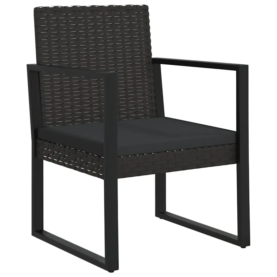 Salon de jardin 3 pcs avec coussins Noir Résine tressée - 3