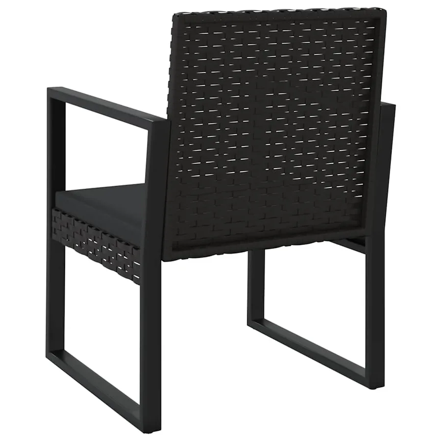 Salon de jardin 3 pcs avec coussins Noir Résine tressée - 6