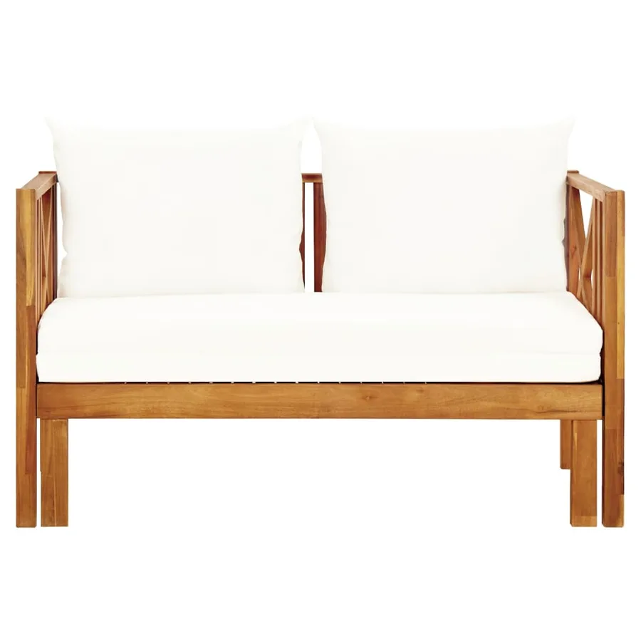 Banc de jardin 2 places et coussins 122 cm Bois d'acacia massif - 2