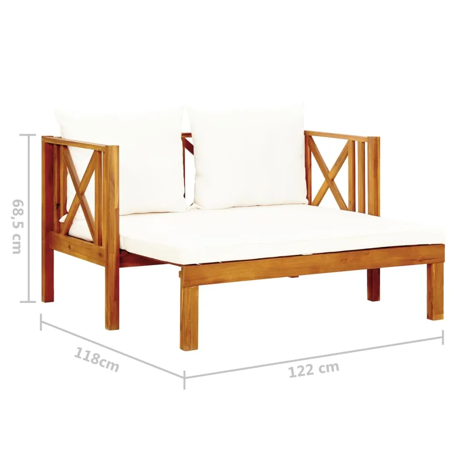 Banc de jardin 2 places et coussins 122 cm Bois d'acacia massif - 9