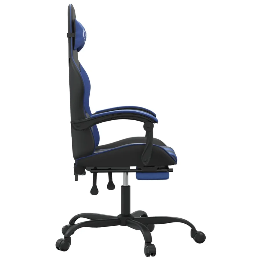 Chaise de jeu pivotante et repose-pied Noir et bleu Similicuir - 4