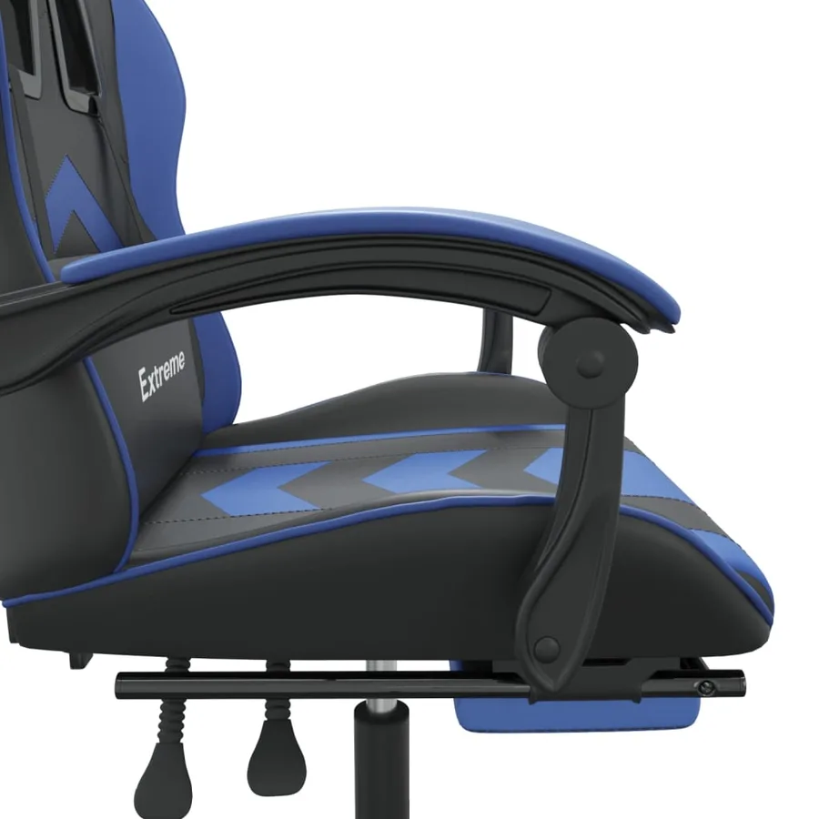 Chaise de jeu pivotante et repose-pied Noir et bleu Similicuir - 8