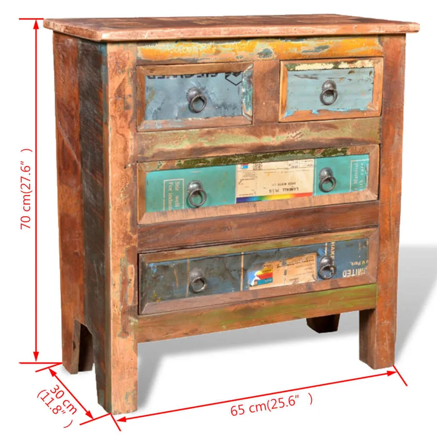Armoire avec 4 tiroirs Bois massif de récupération - 12