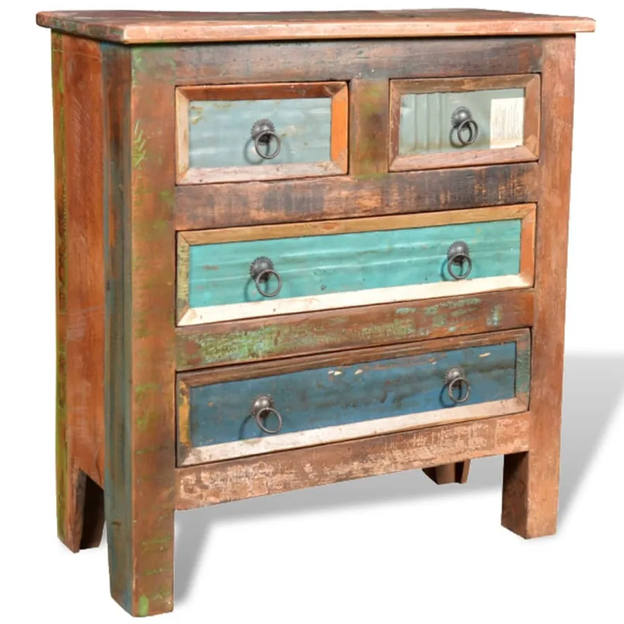 Armoire avec 4 tiroirs Bois massif de récupération - 9