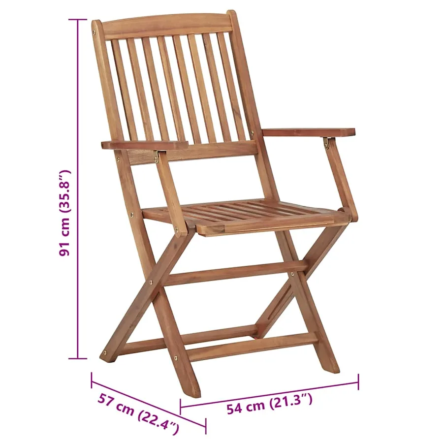 Chaises pliables de jardin lot de 4 avec coussins Bois d'acacia - 14