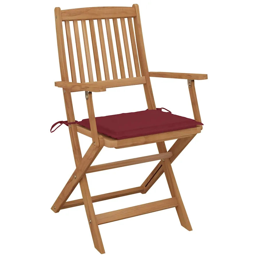 Chaises pliables de jardin lot de 4 avec coussins Bois d'acacia - 2