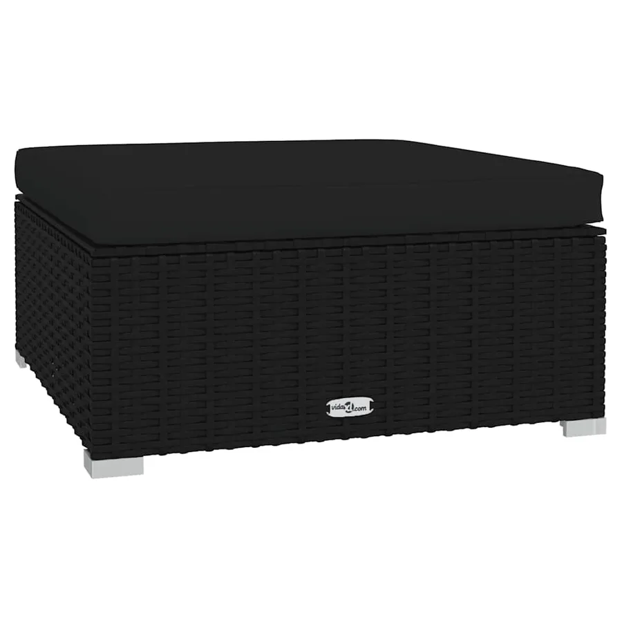 Salon de jardin 4 pcs avec coussins Résine tressée Noir - 5