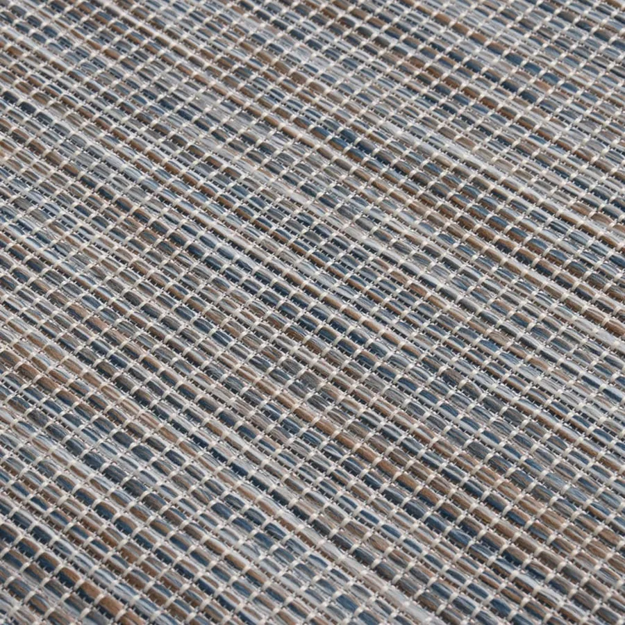 Tapis à tissage plat d'extérieur 100x200 cm Marron et bleu - 5