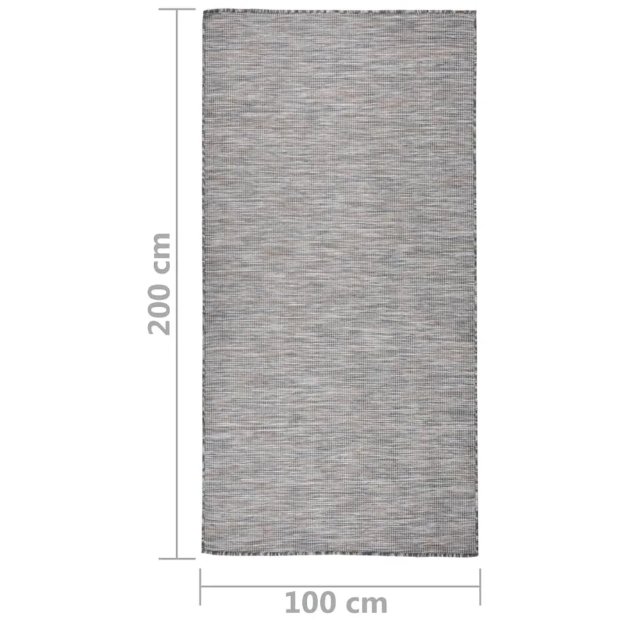 Tapis à tissage plat d'extérieur 100x200 cm Marron et bleu - 6