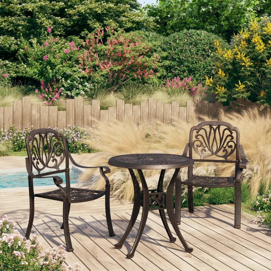 Ensemble de bistro 3 pcs Aluminium coulé Bronze