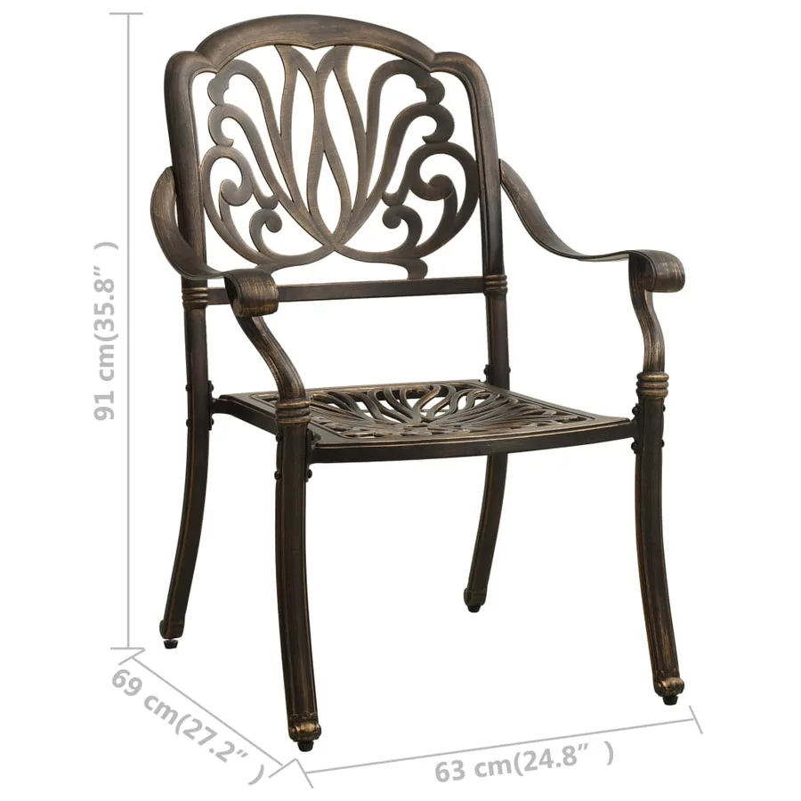 Ensemble de bistro 3 pcs Aluminium coulé Bronze - 15
