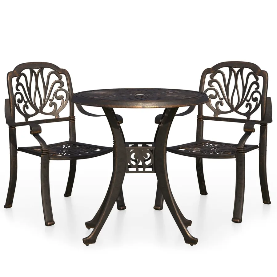 Ensemble de bistro 3 pcs Aluminium coulé Bronze - 2