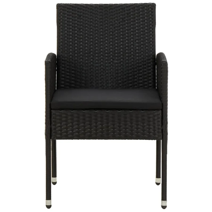 Ensemble à manger d'extérieur 7 pcs Résine tressée Noir - 5