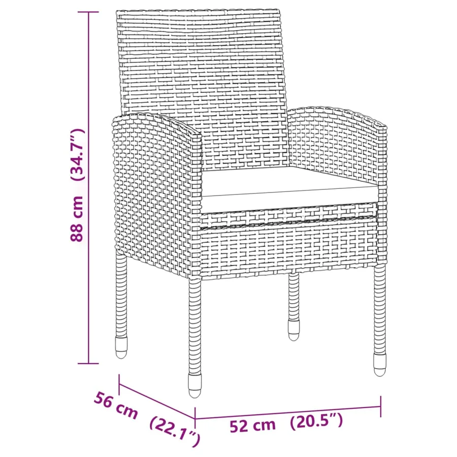 Ensemble à manger d'extérieur 7 pcs Résine tressée Noir - 8