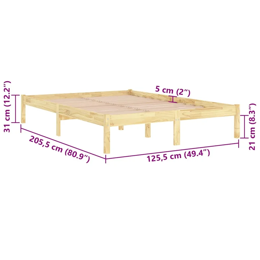 Cadre de lit sans matelas bois massif 120x200 cm - 8