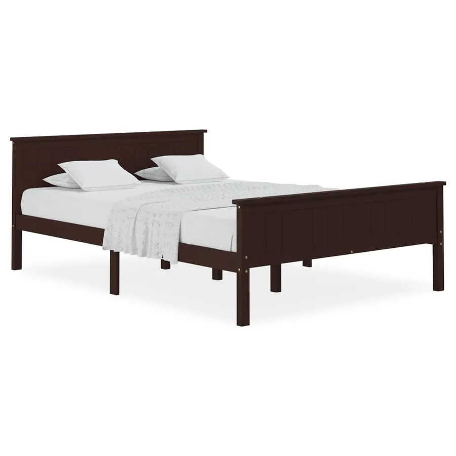 Cadre de lit sans matelas marron foncé pin massif 120x200 cm - 2