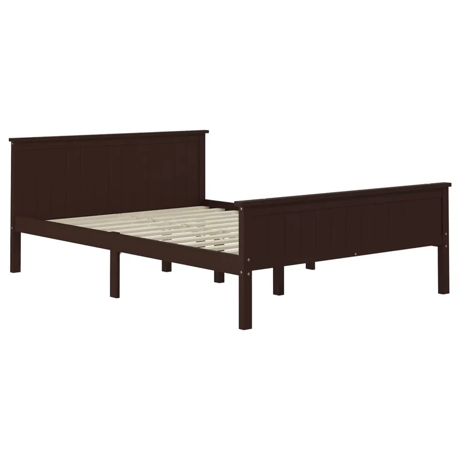 Cadre de lit sans matelas marron foncé pin massif 120x200 cm - 3