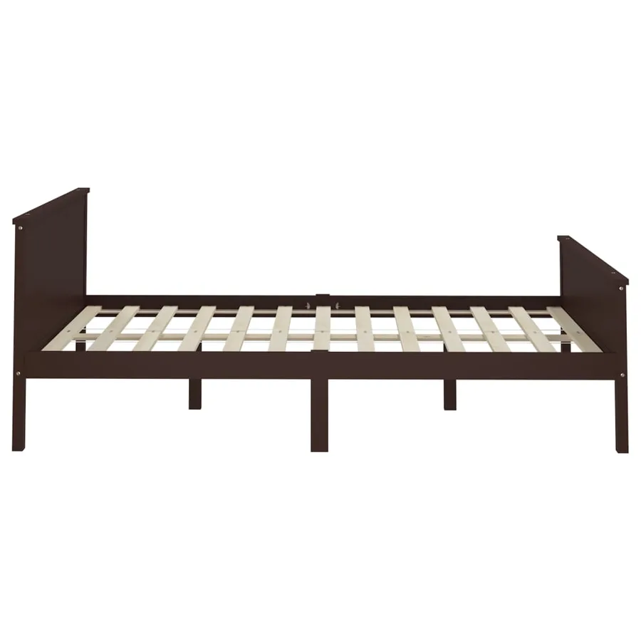 Cadre de lit sans matelas marron foncé pin massif 120x200 cm - 4