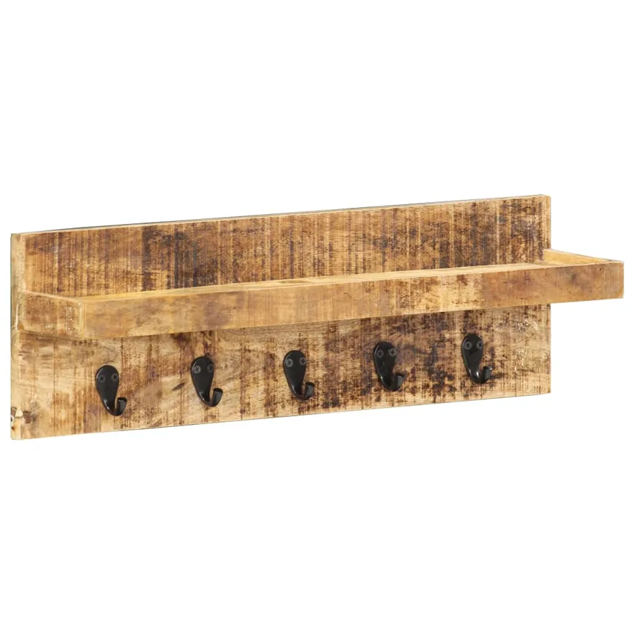 Porte-manteau mural 60x15x20 cm Bois de manguier brut solide - 10
