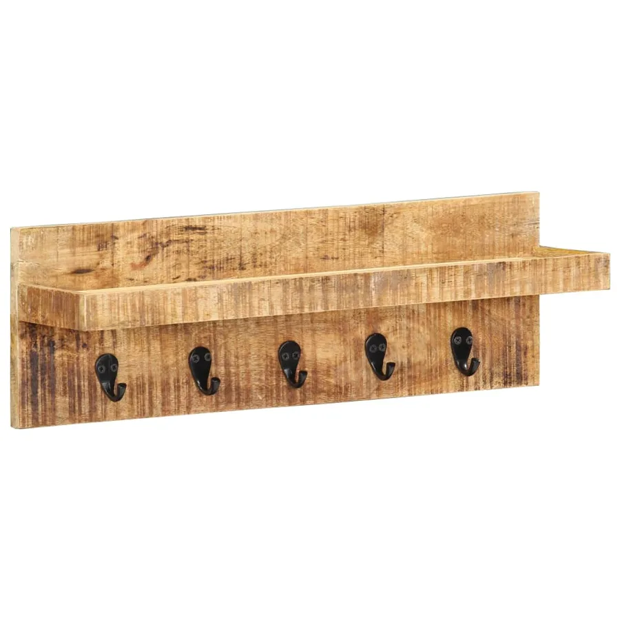Porte-manteau mural 60x15x20 cm Bois de manguier brut solide - 11